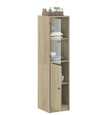 VidaXL Hoge kast met glazen deur 35x37x142 cm sonoma eikenkleurig