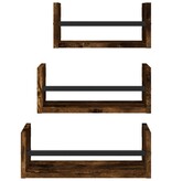 VidaXL 3-delige Wandschappenset met stangen bewerkt hout gerookt eiken