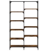 VidaXL Boekenrek 100x32x170 cm bewerkt hout en ijzer gerookt eiken