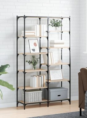 VidaXL Boekenrek 100x32x170 cm bewerkt hout en ijzer sonoma eikenkleur
