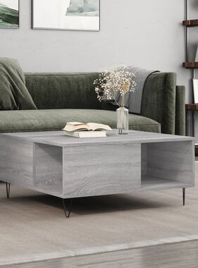 VidaXL Salontafel 80x80x36,5 cm bewerkt hout grijs sonoma eikenkleurig