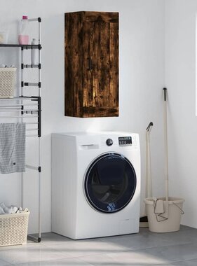 VidaXL Wandkast 34,5x34x90 cm bewerkt hout gerookt eikenkleurig