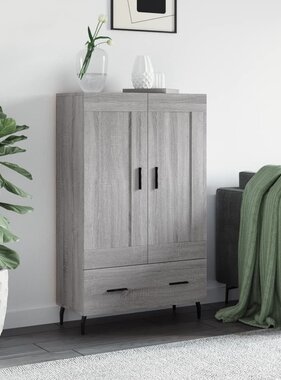 VidaXL Hoge kast 69,5x31x115 cm bewerkt hout grijs sonoma eikenkleurig