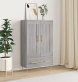 VidaXL Hoge kast 69,5x31x115 cm bewerkt hout grijs sonoma eikenkleurig