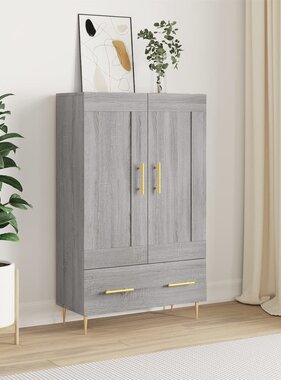 VidaXL Hoge kast 69,5x31x115 cm bewerkt hout grijs sonoma eikenkleurig