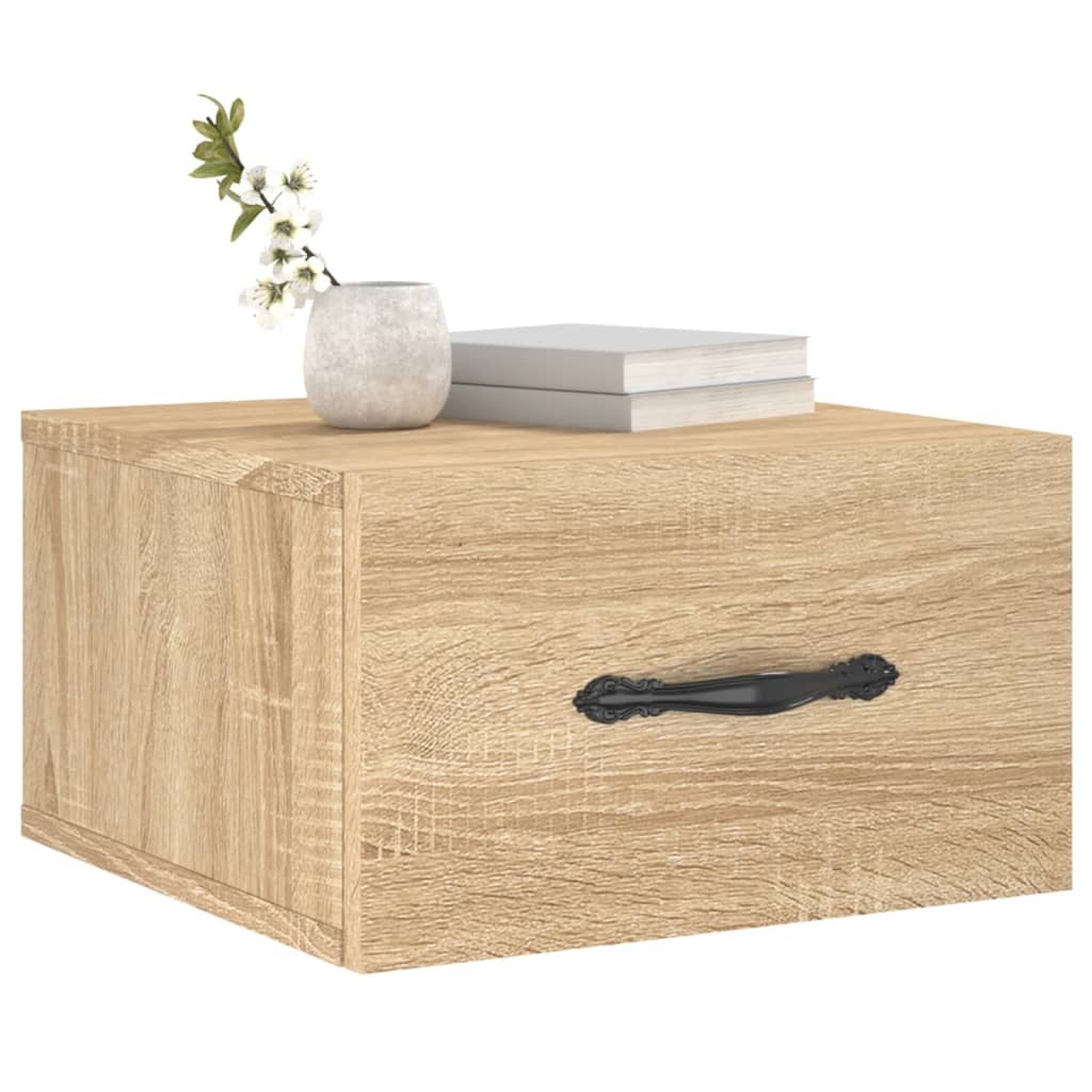VidaXL Nachtkastjes 2 st wandgemonteerd 35x35x20 cm sonoma eikenkleur
