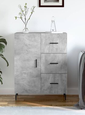 VidaXL Dressoir 69,5x34x90 cm bewerkt hout betongrijs