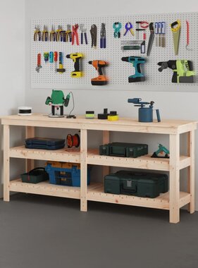 VidaXL Werkbank 181x50x80 cm massief grenenhout
