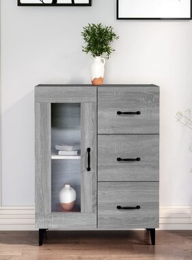 VidaXL Dressoir 69,5x34x90 cm bewerkt hout grijs sonoma eikenkleurig