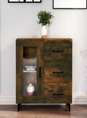 VidaXL Dressoir 69,5x34x90 cm bewerkt hout gerookt eikenkleurig