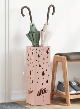 VidaXL Paraplu Houder Roze 15,5x15,5x49 cm Staal