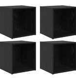 VidaXL TV-kasten - set van 4, Zwart Eiken, 37x35x37 cm, Gelaagd Hout