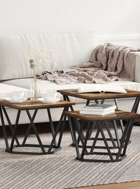 VidaXL Bijzettafels 3 st bewerkt hout gerookt eikenkleurig