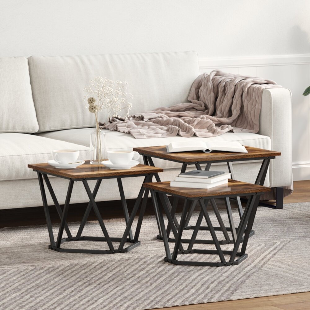 VidaXL Bijzettafels 3 st bewerkt hout gerookt eikenkleurig