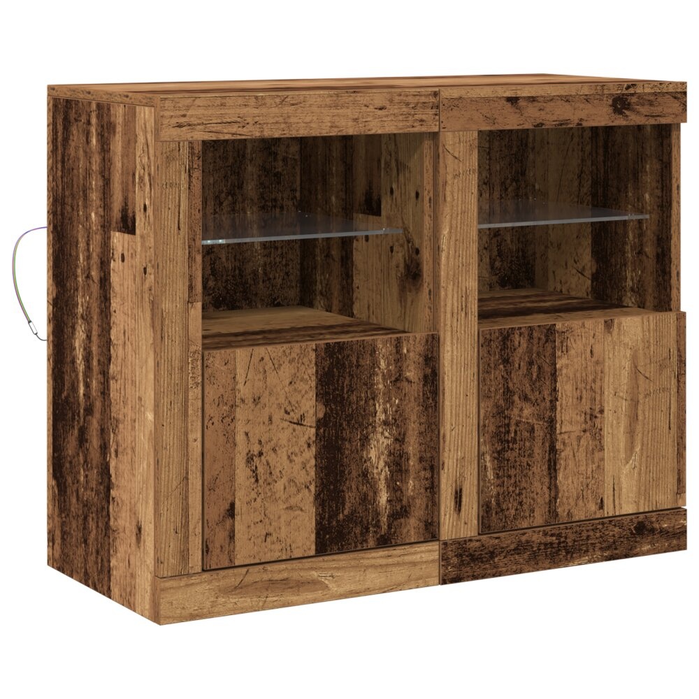 VidaXL Zijkasten met LED-verlichting 2 stuks Oud Hout 41x37x67 cm