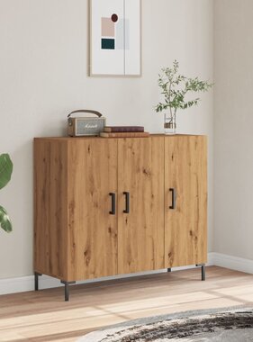 VidaXL Dressoir 90x34x80 cm bewerkt hout artisanaal eikenkleurig