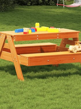 VidaXL Picknicktafel voor kinderen 88x97x52 cm grenenhout wasbruin