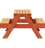 VidaXL Picknicktafel voor kinderen 88x97x52 cm grenenhout wasbruin