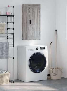 VidaXL Wandkast 34,5x34x90 cm bewerkt hout grijs sonoma eikenkleurig