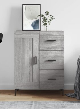VidaXL Dressoir 69,5x34x90 cm bewerkt hout grijs sonoma eikenkleurig