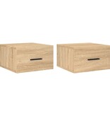 VidaXL Nachtkastjes 2 st wandgemonteerd 35x35x20 cm sonoma eikenkleur