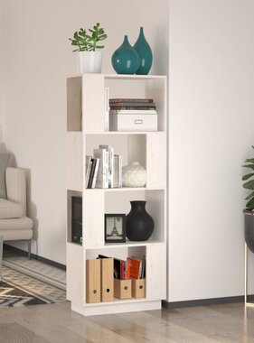 VidaXL Boekenkast/kamerscherm 51x25x132 cm massief grenenhout wit