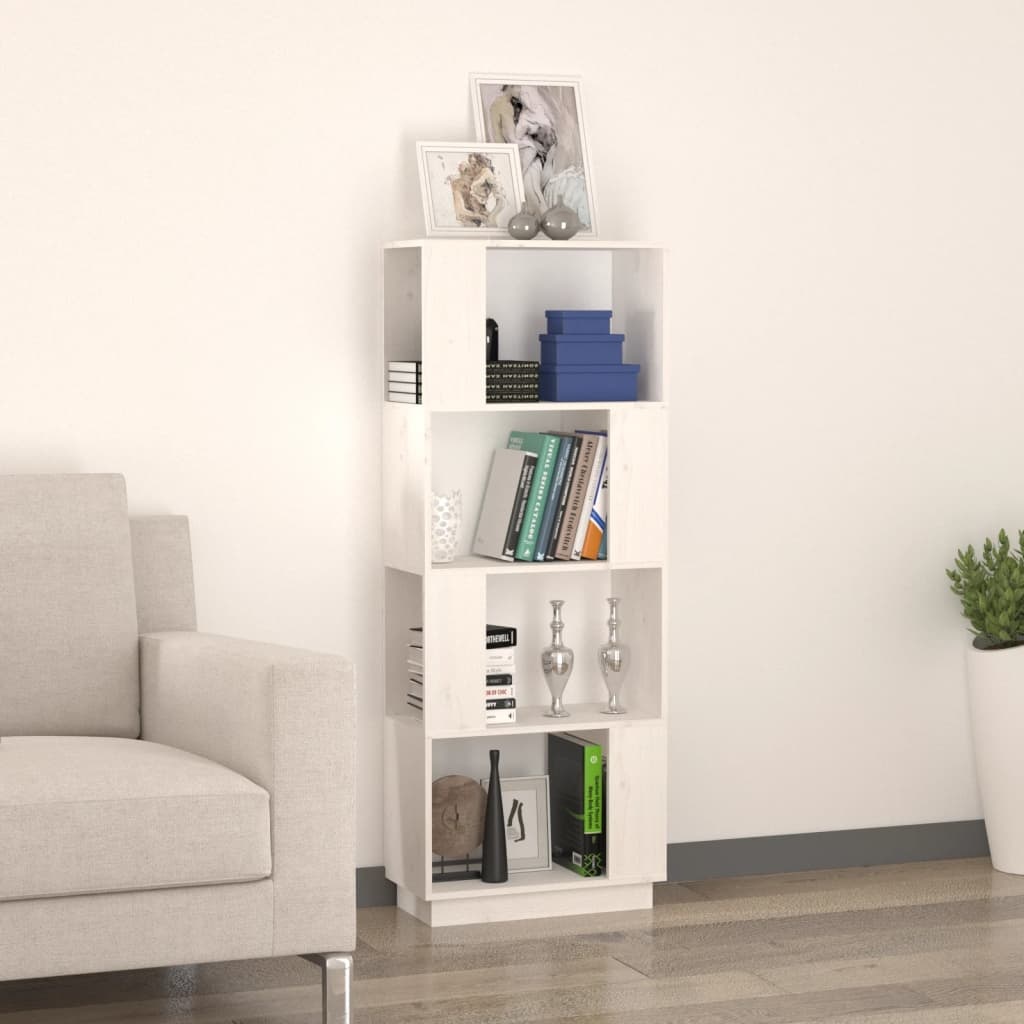 VidaXL Boekenkast/kamerscherm 51x25x132 cm massief grenenhout wit