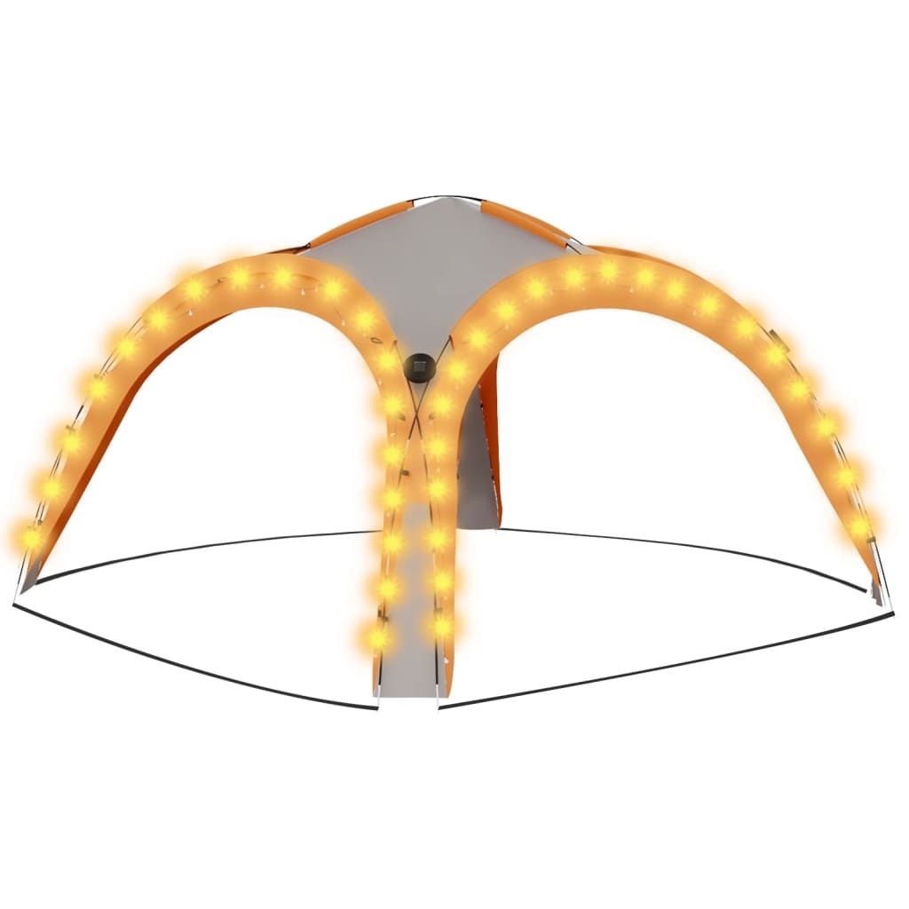 VidaXL Partytent met LED en 4 zijwanden 3,6x3,6x2,3 m grijs en oranje