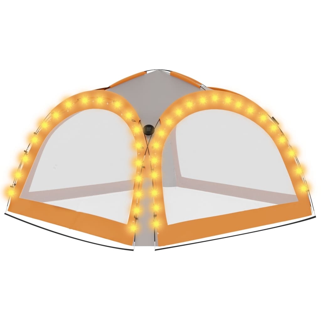 VidaXL Partytent met LED en 4 zijwanden 3,6x3,6x2,3 m grijs en oranje