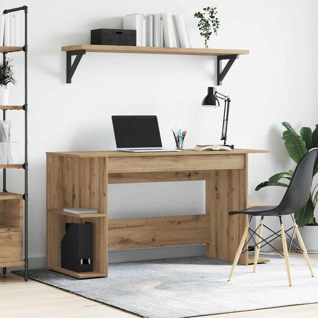 VidaXL Bureau met plank Anders met opslag artisanaal eikenkleurig Bewerkt hout