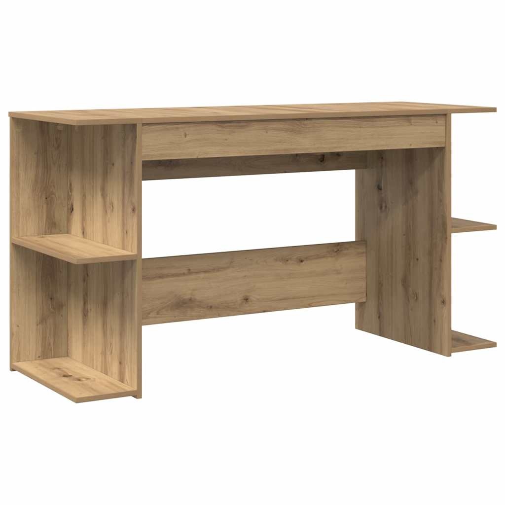 VidaXL Bureau met plank Anders met opslag artisanaal eikenkleurig Bewerkt hout