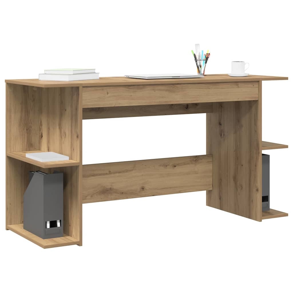 VidaXL Bureau met plank Anders met opslag artisanaal eikenkleurig Bewerkt hout