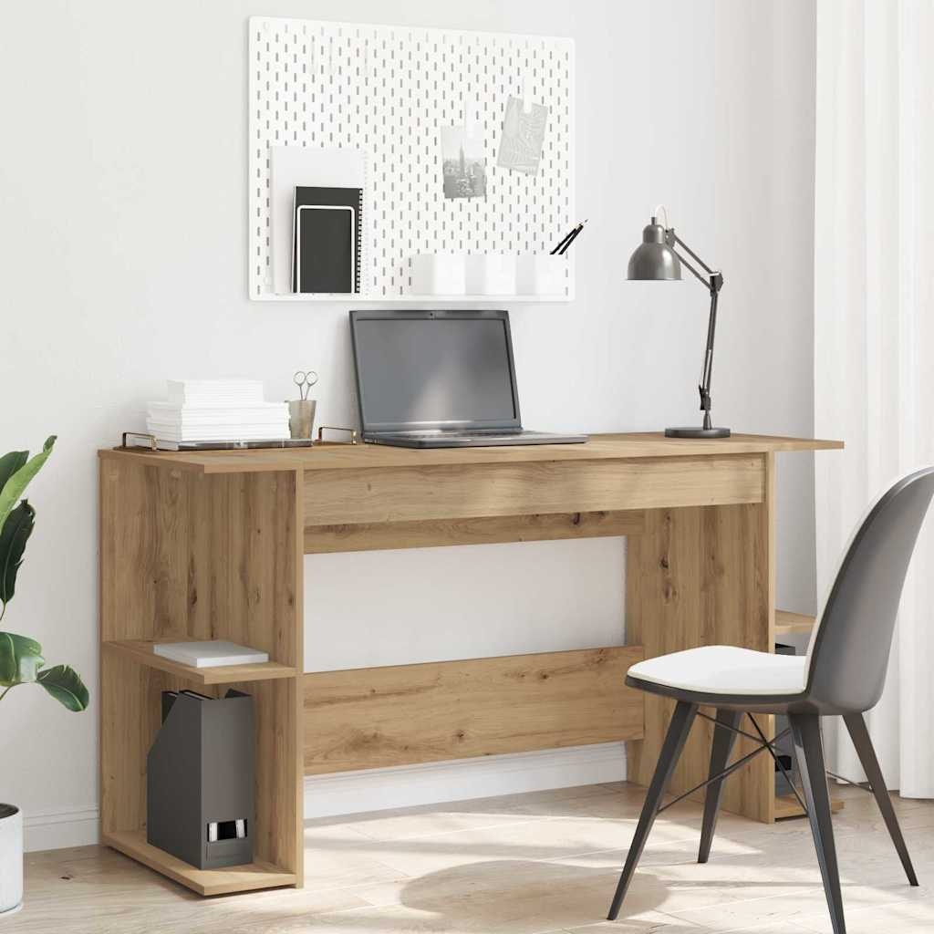 VidaXL Bureau met plank Anders met opslag artisanaal eikenkleurig Bewerkt hout