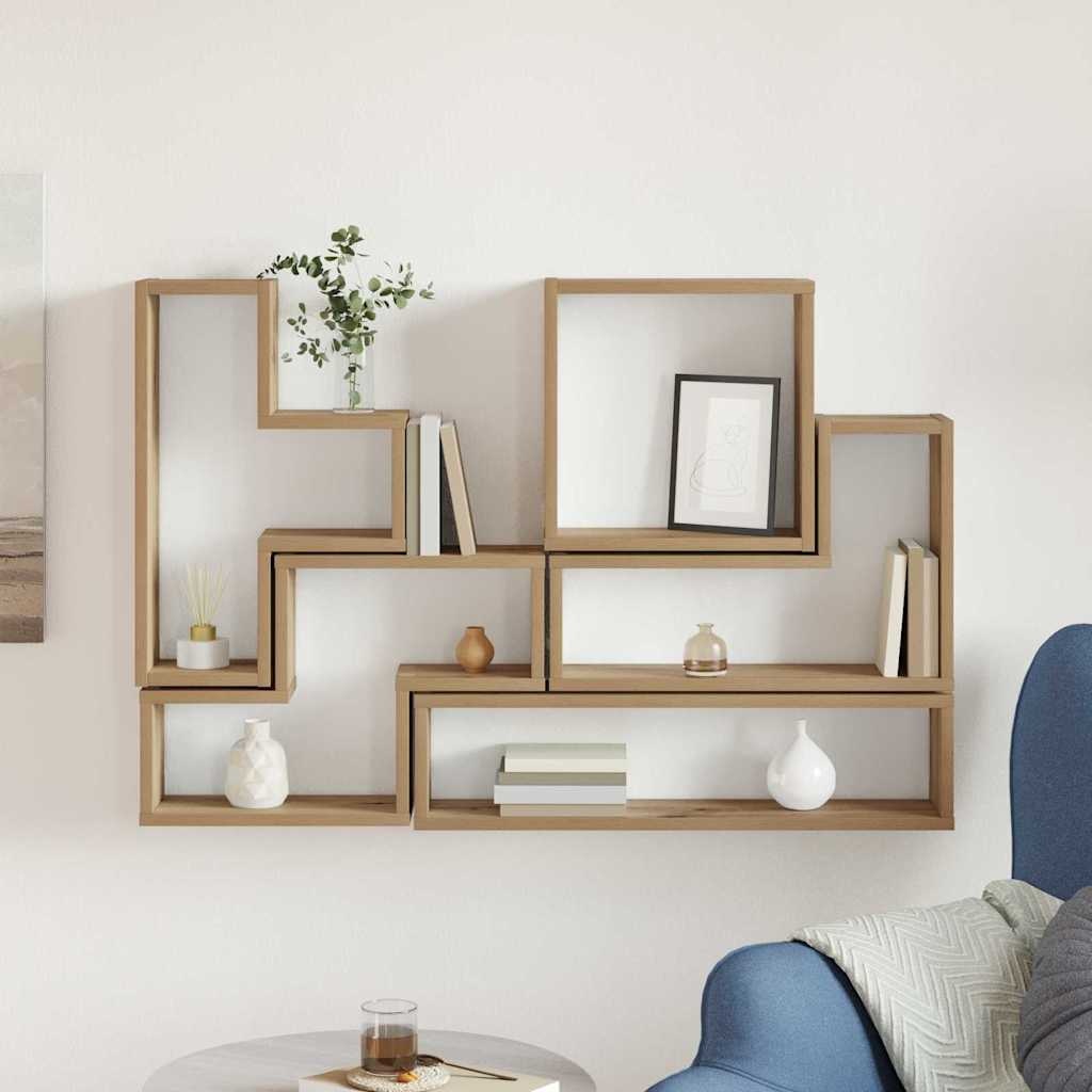 VidaXL Muur Cube artisanaal eikenkleurig 96 x 12 x 64 cm Bewerkt hout