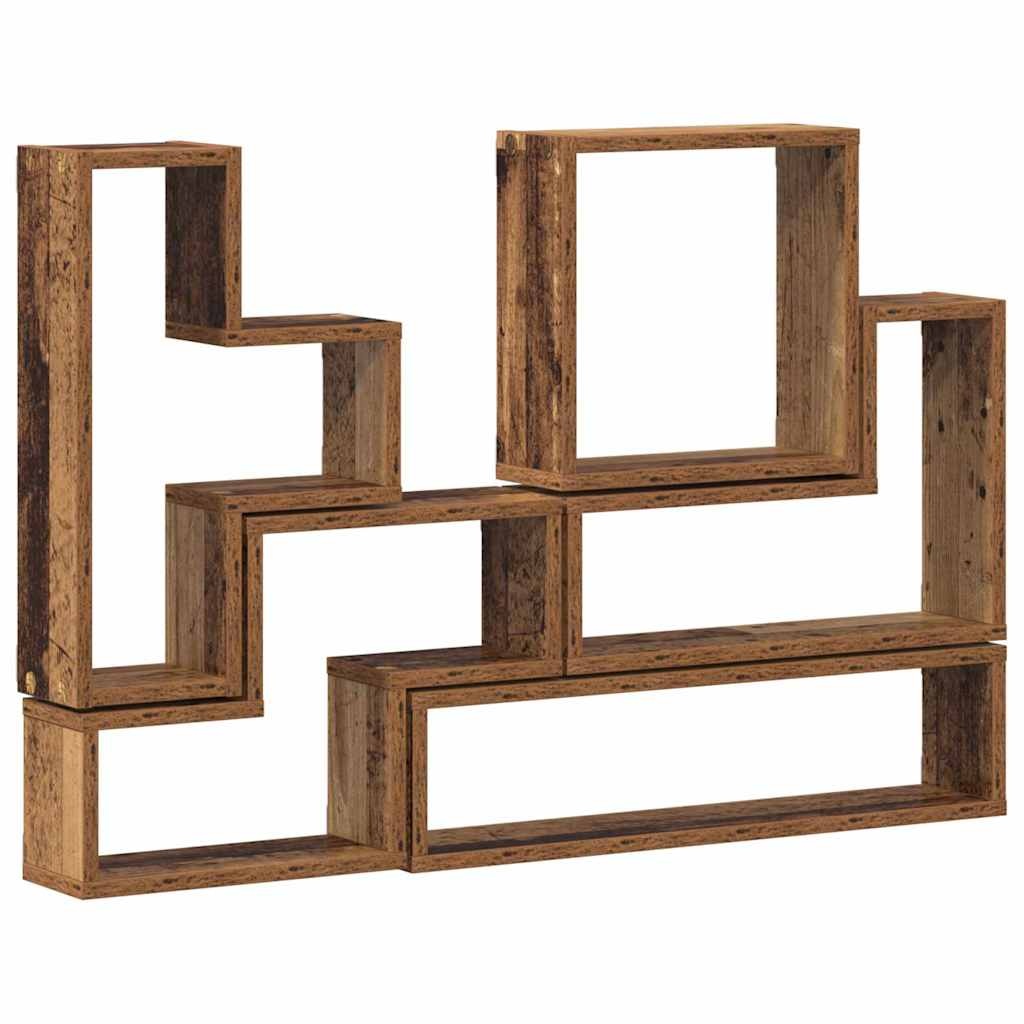 VidaXL Muur Cube met plank Wandgemonteerd Anders met opslag Oud hout 96 x 12 x 64 cm Bewerkt hout