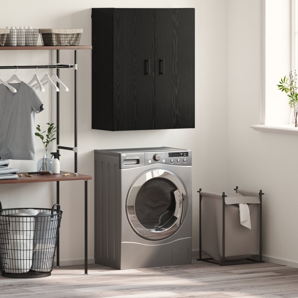 VidaXL Wandkast met plank met opslag met de deur Zwart eiken 69.5 x 34 x 90 cm Bewerkt hout