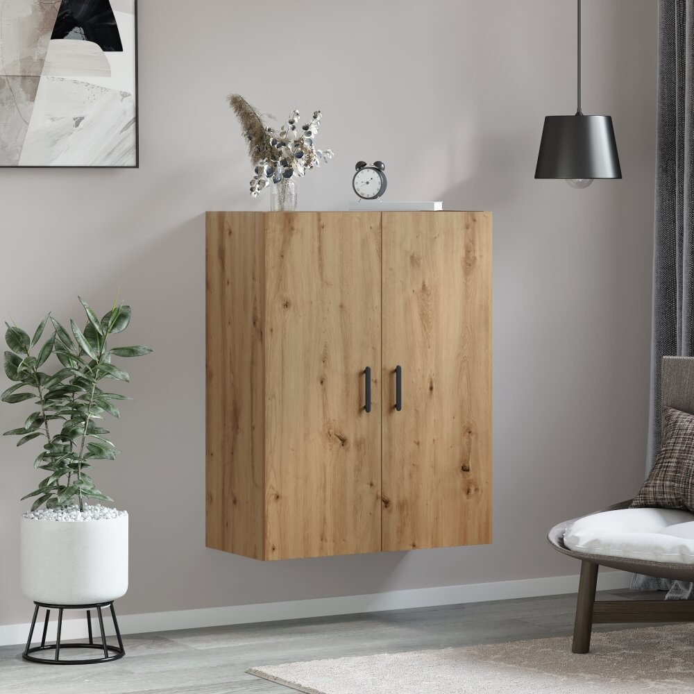 VidaXL Wandkast artisanaal eikenkleurig 69.5 x 34 x 90 cm Bewerkt hout