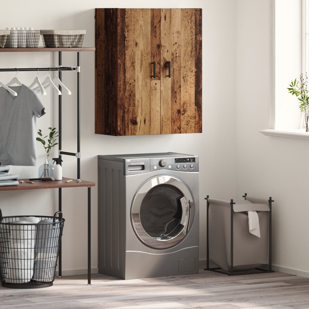 VidaXL Wandkast met plank met opslag met de deur Oud hout 69.5 x 34 x 90 cm Bewerkt hout