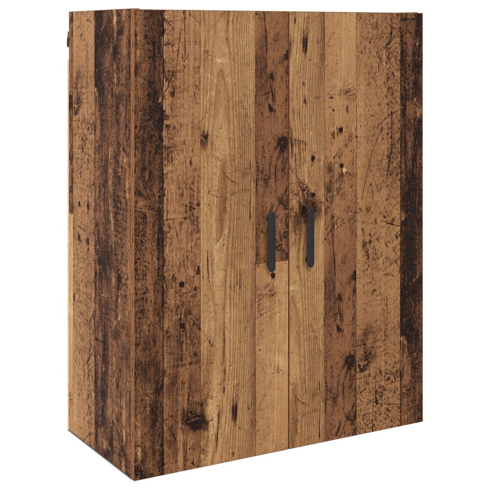 VidaXL Wandkast met plank met opslag met de deur Oud hout 69.5 x 34 x 90 cm Bewerkt hout