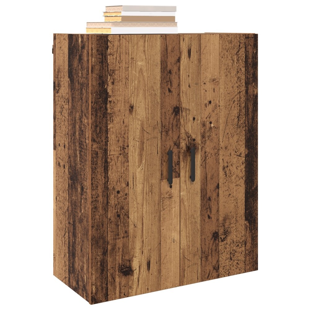 VidaXL Wandkast met plank met opslag met de deur Oud hout 69.5 x 34 x 90 cm Bewerkt hout
