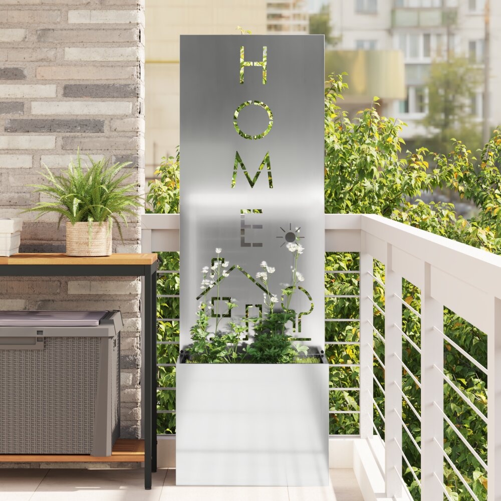 VidaXL Tuinplant met Decoratief Paneel Zilver 50 x 140 cm