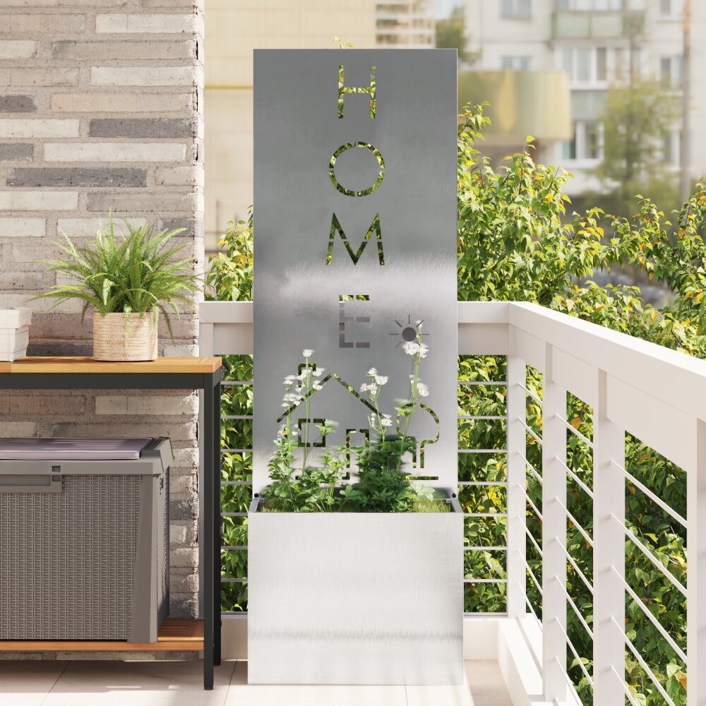 VidaXL Tuinplant met Decoratief Paneel Zilver 50 x 140 cm