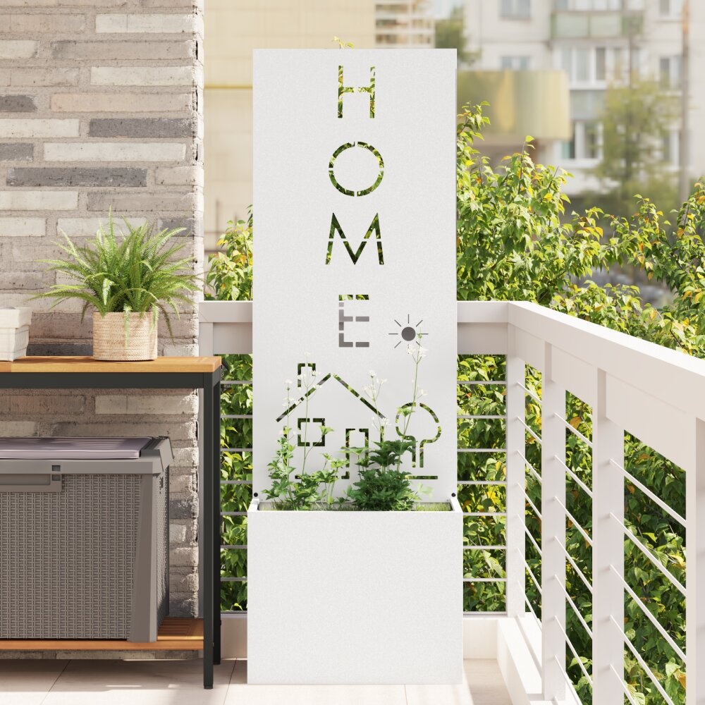 VidaXL Tuinplant met Decoratief Paneel Wit 50 x 140 cm