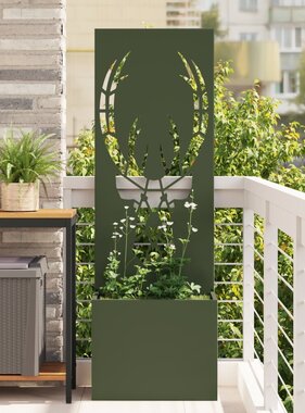 VidaXL Tuinplant met Decoratief Paneel Olijfgroen 50 x 140 cm