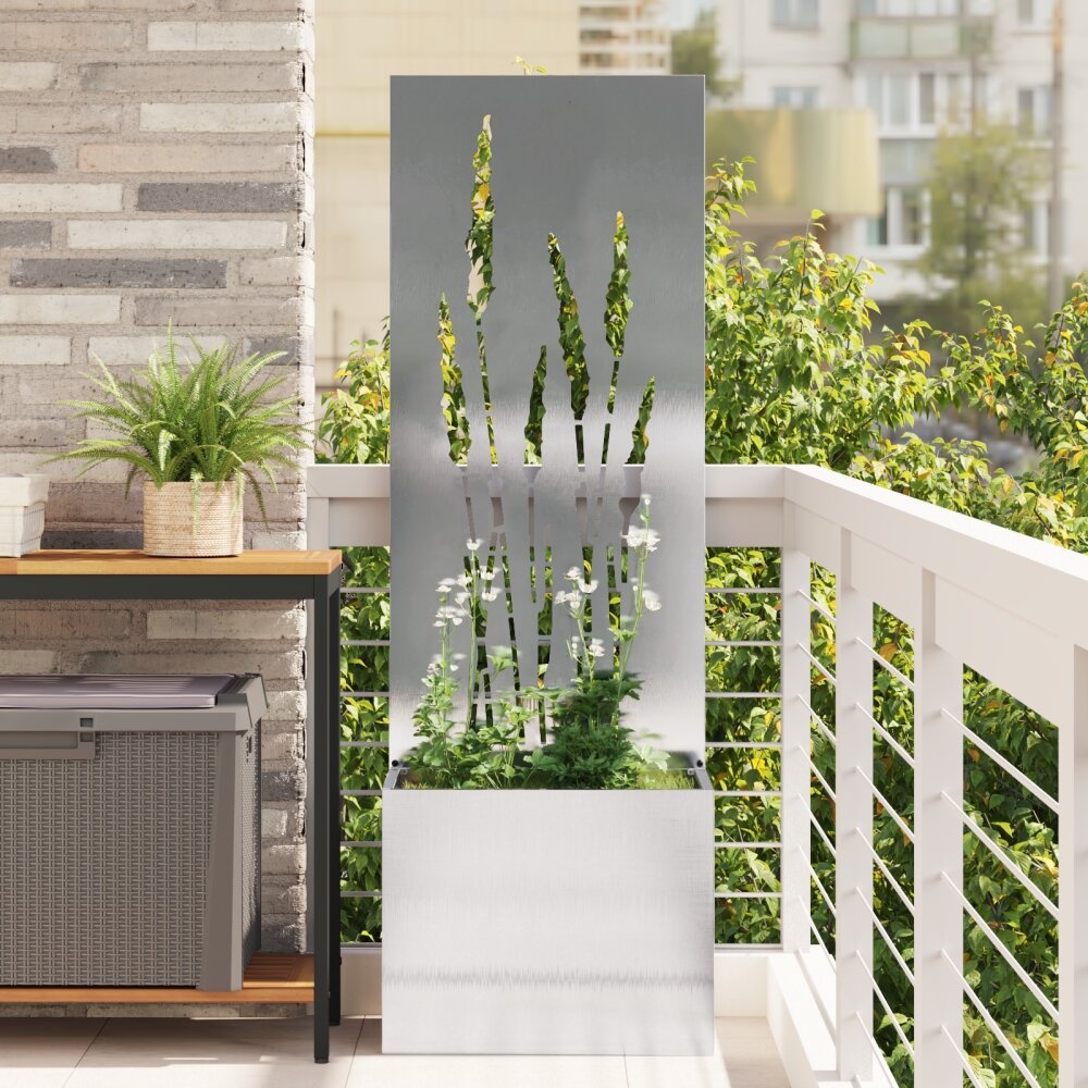 VidaXL Tuinplant met Decoratief Paneel Zilver 50 x 140 cm