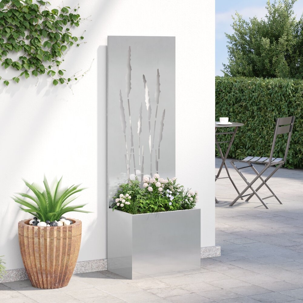 VidaXL Tuinplant met Decoratief Paneel Zilver 50 x 140 cm