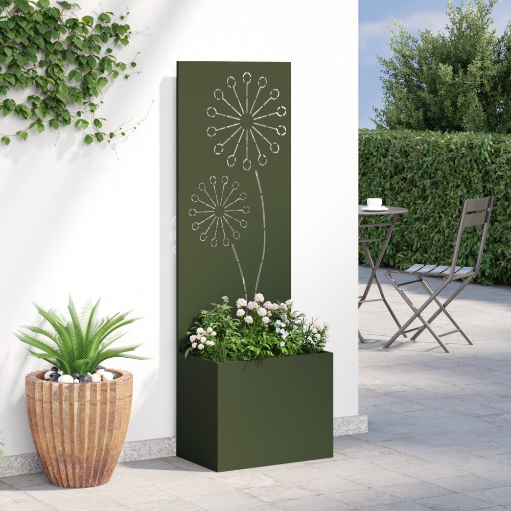 VidaXL Tuinplant met Decoratief Paneel Olijfgroen 50 x 140 cm