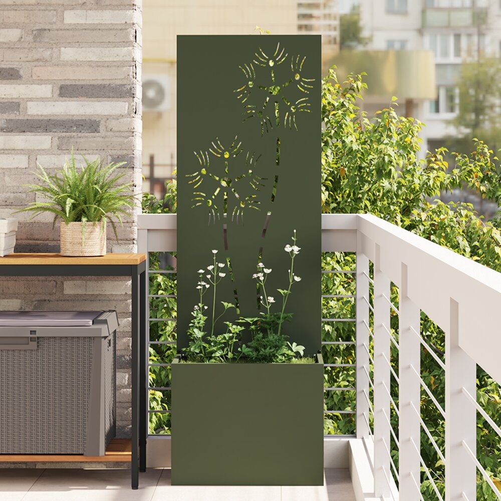VidaXL Tuinplant met Decoratief Paneel Olijfgroen 50 x 140 cm