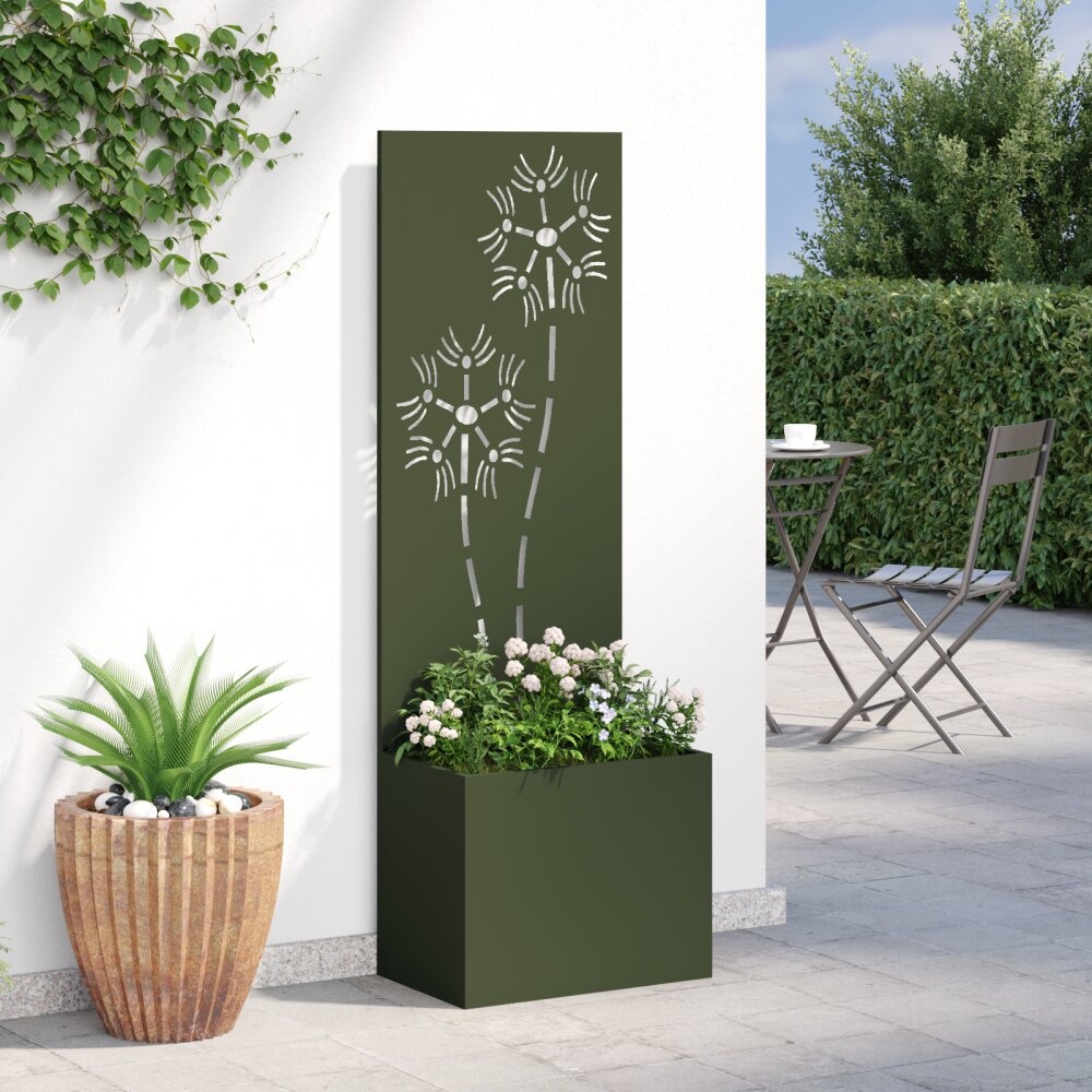 VidaXL Tuinplant met Decoratief Paneel Olijfgroen 50 x 140 cm