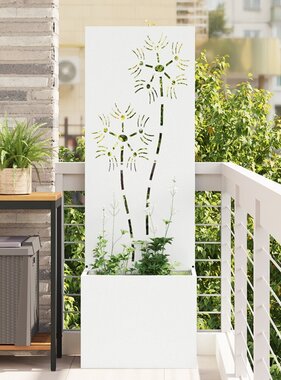 VidaXL Tuinplant met Decoratief Paneel Wit 50 x 140 cm